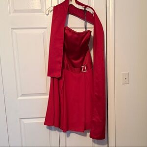 Alfred Angelo Strapless Scarlet Dress with Wrap